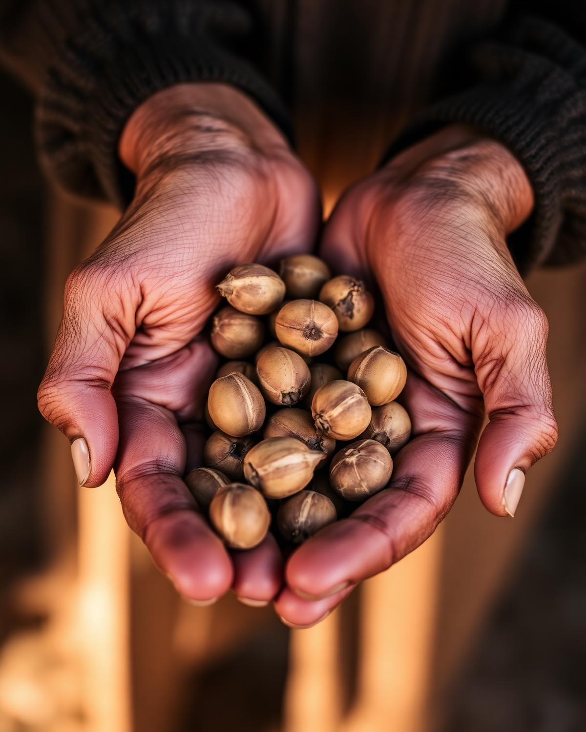 Moroccan farmer hands holding organic produce